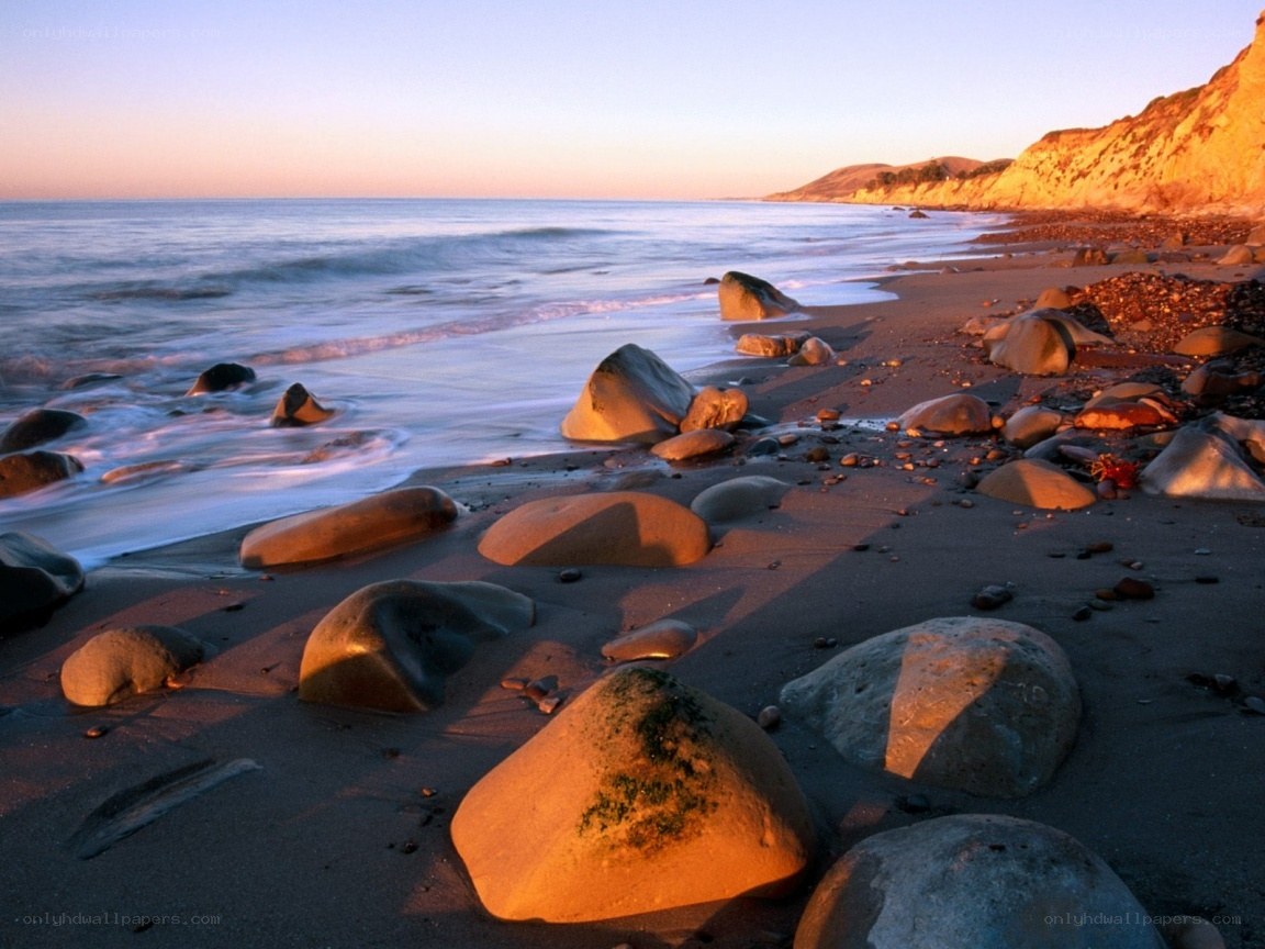 sunset at rocky beach