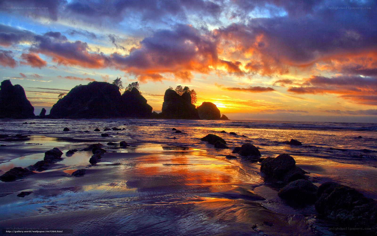 sunset at rocky beach