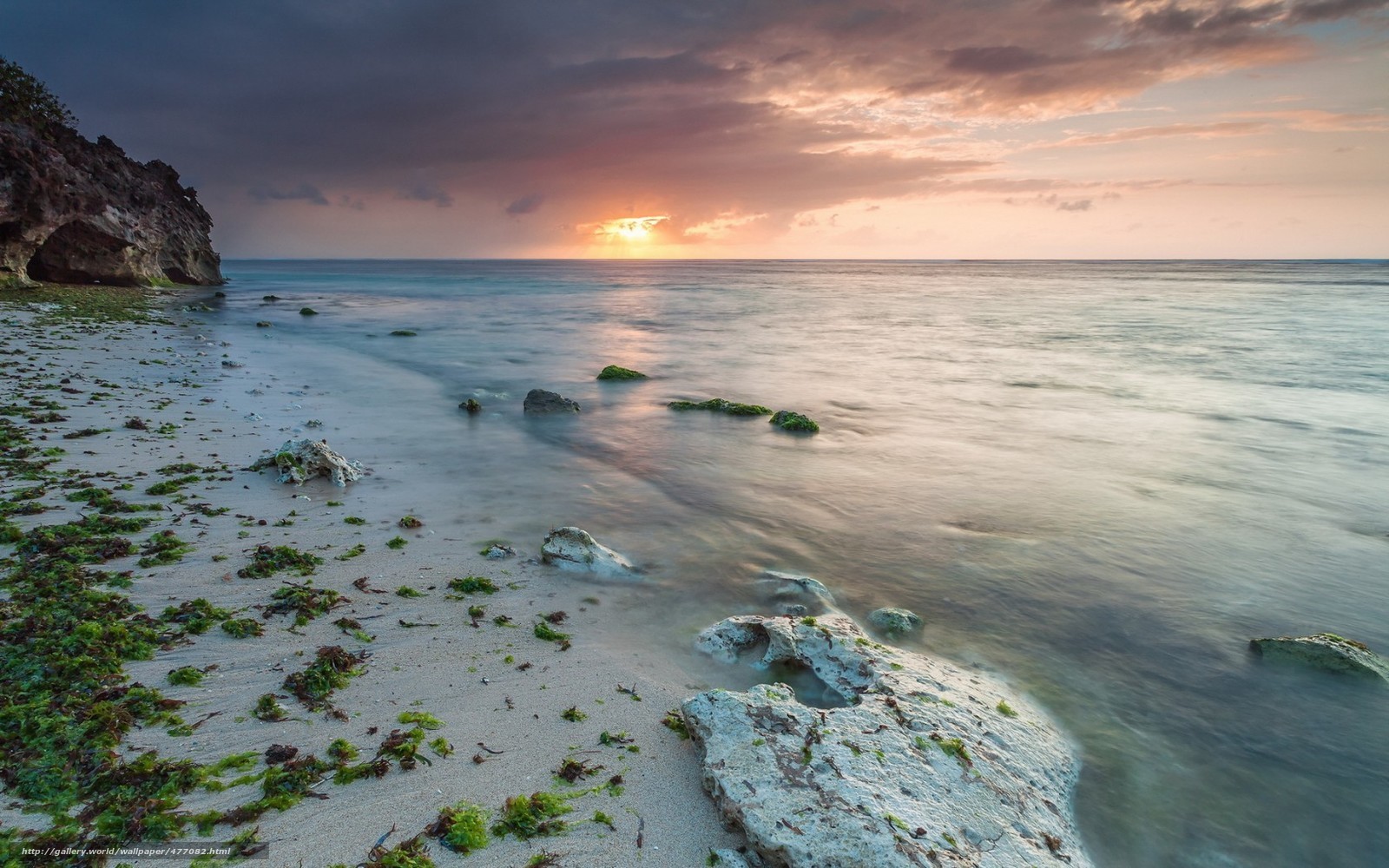 sunset at rocky beach