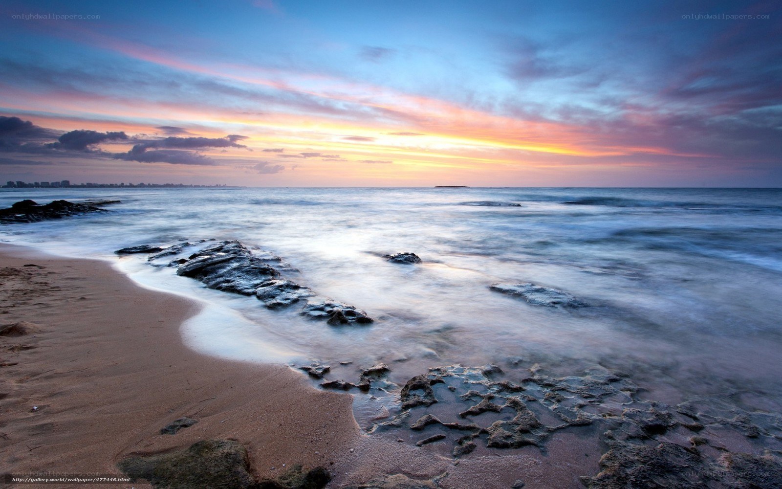 sunset at rocky beach