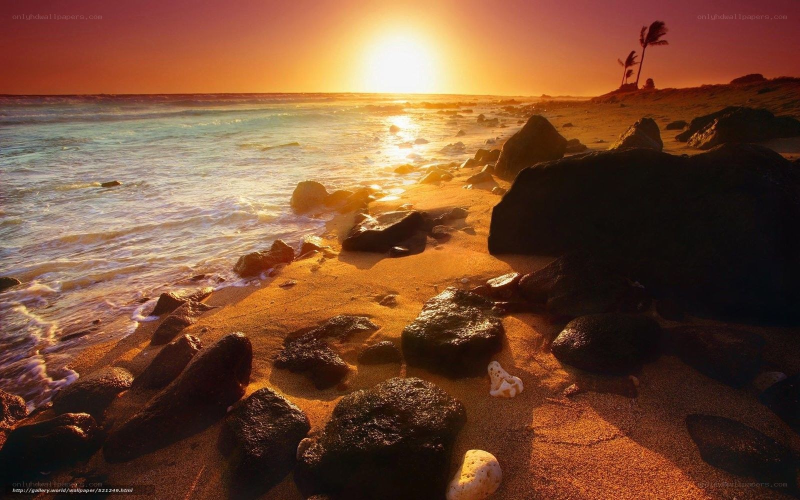 sunset at rocky beach