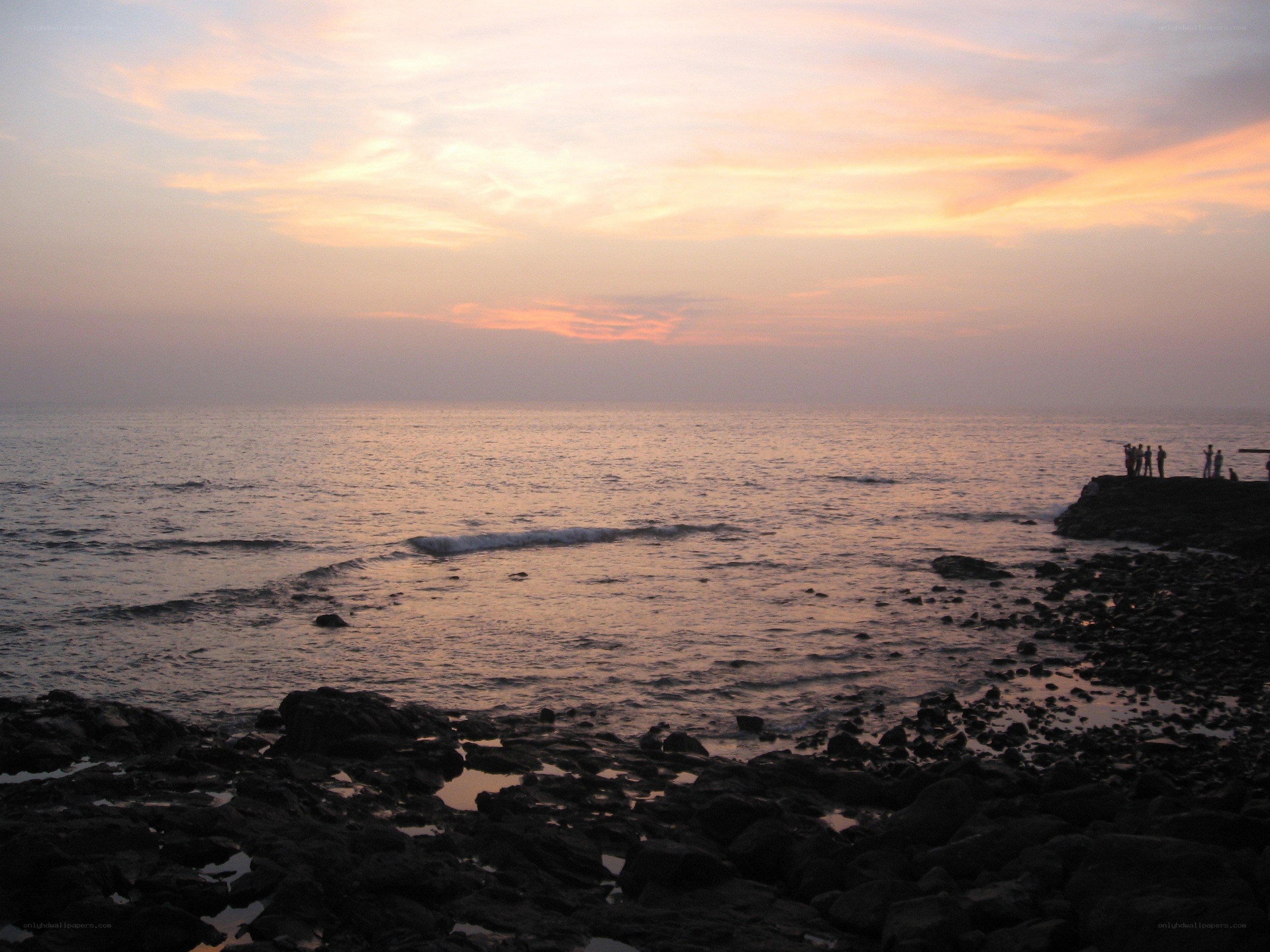 sunset at rocky beach