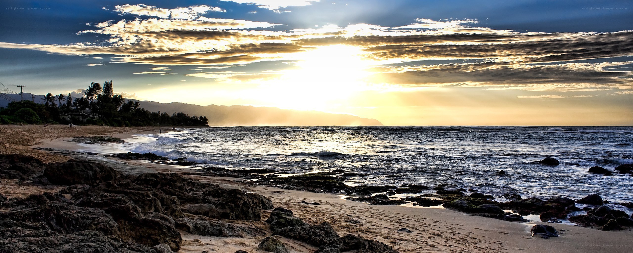 sunset at rocky beach