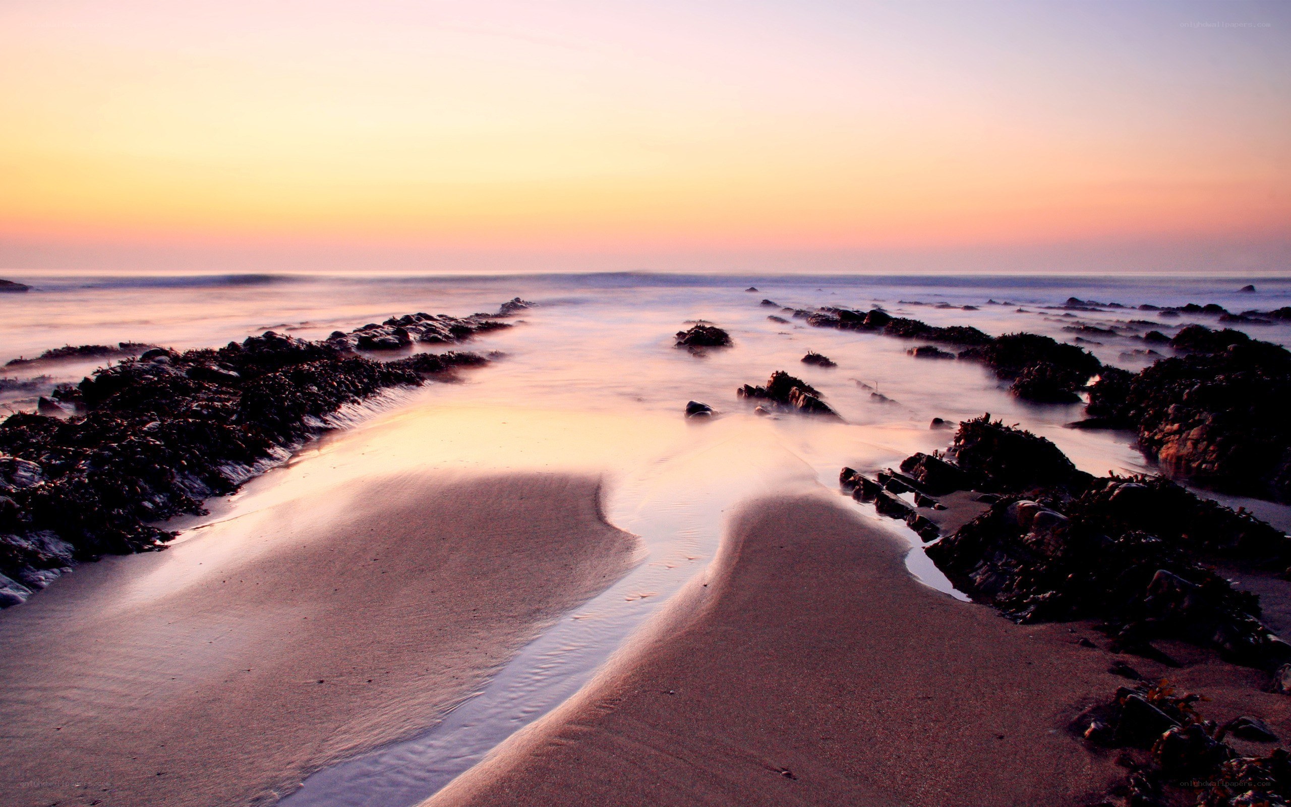 sunset at rocky beach