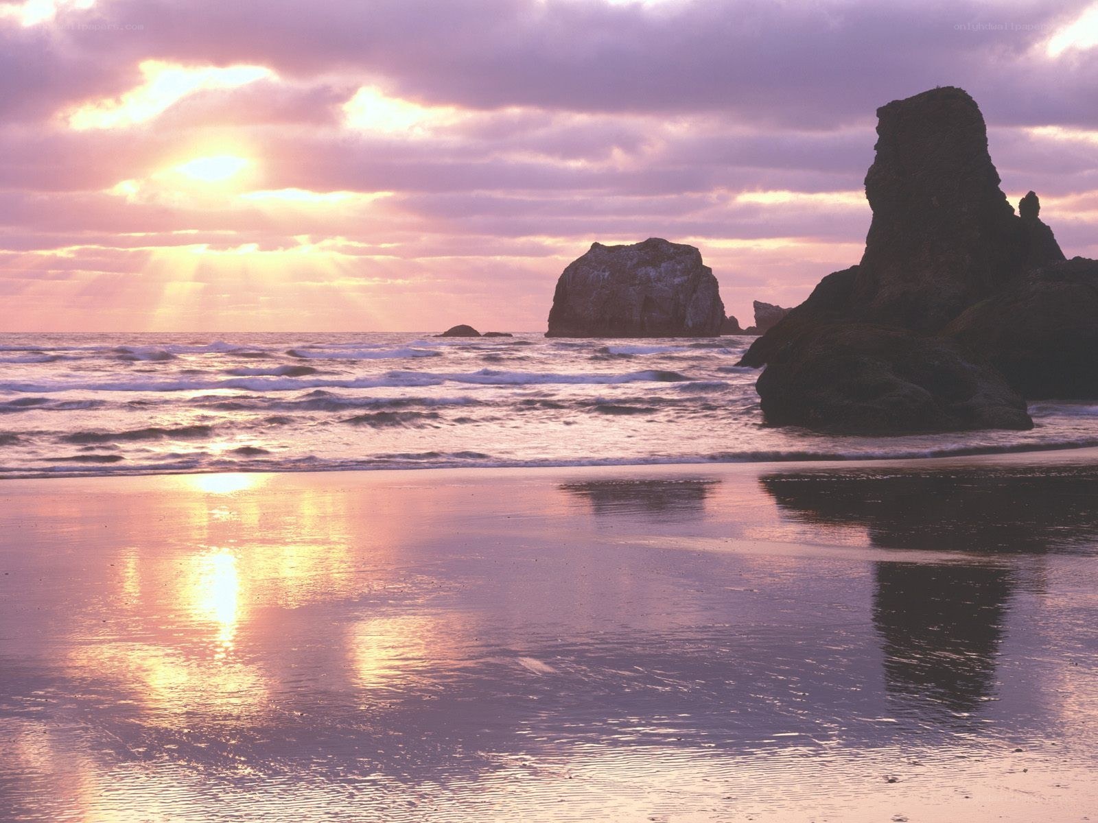 sunset at rocky beach