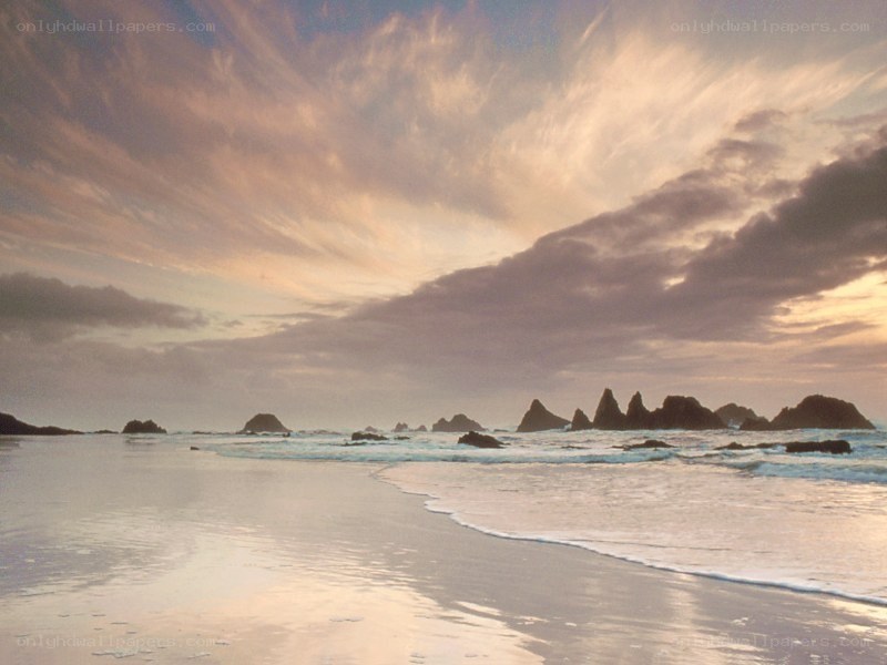 sunset at rocky beach