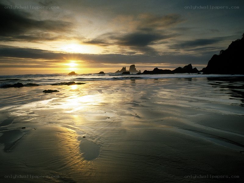 sunset at rocky beach