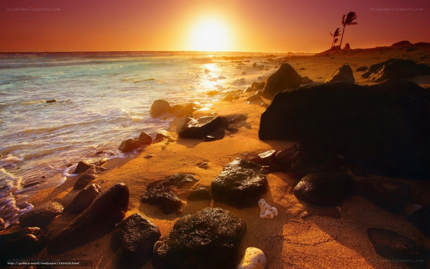 sunset at rocky beach