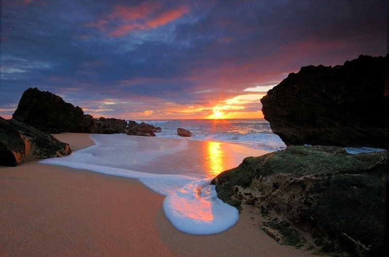 Sunset at Rocky Beach — Orange, Dramatic