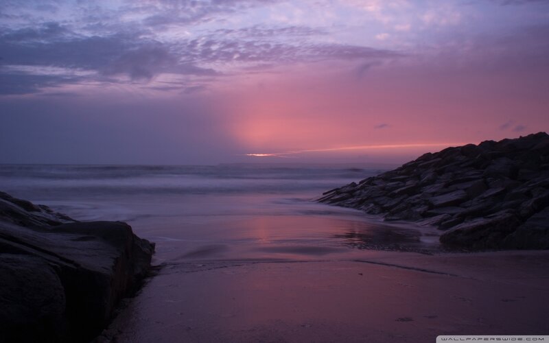 Sunset at Rocky Beach — Purple