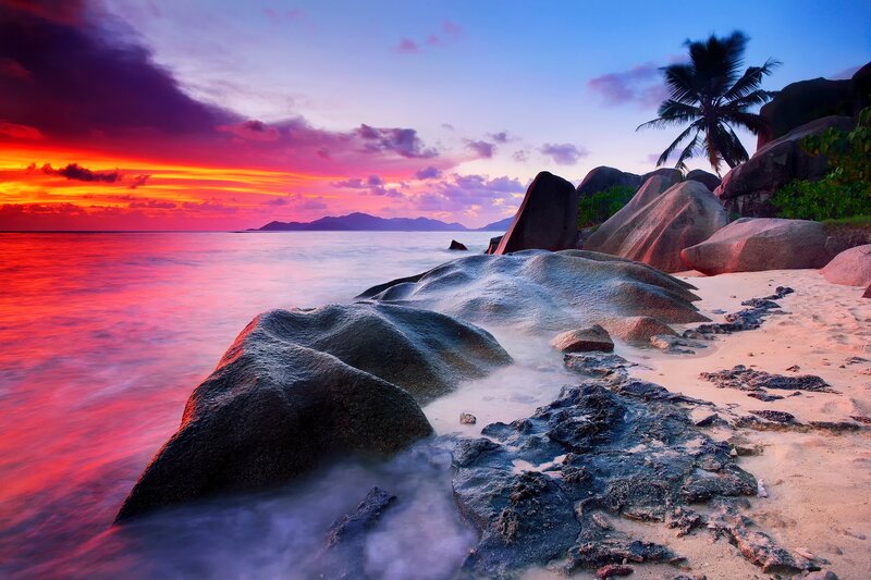 Sunset at Rocky Beach — Red