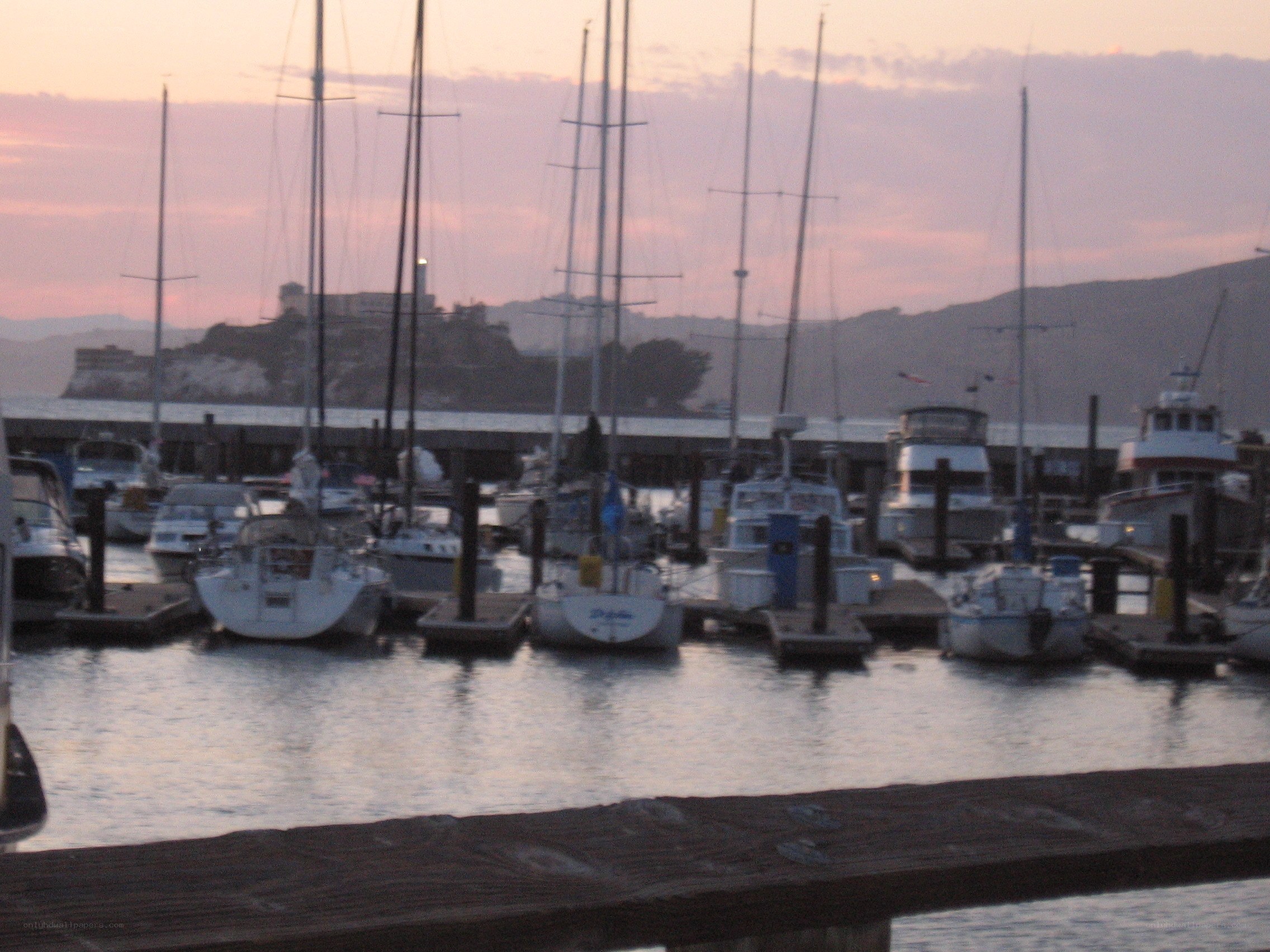 sunset at san francisco harbor