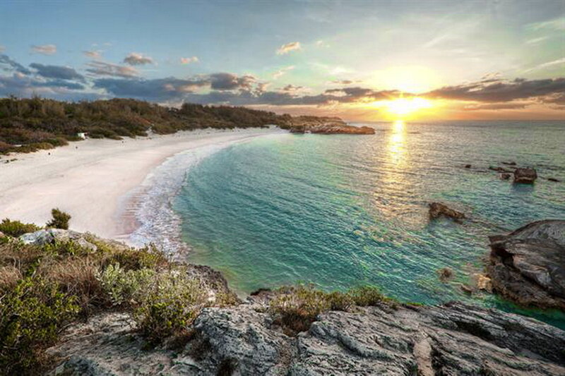 Sunset at Sandy Beach — Blue, Serene