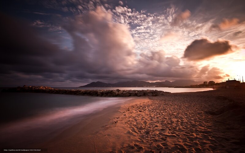 Sunset at Sandy Beach — Orange, Dramatic