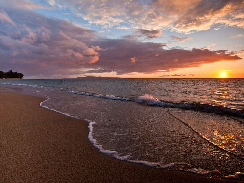 Sunset at Sandy Beach — Orange, Serene