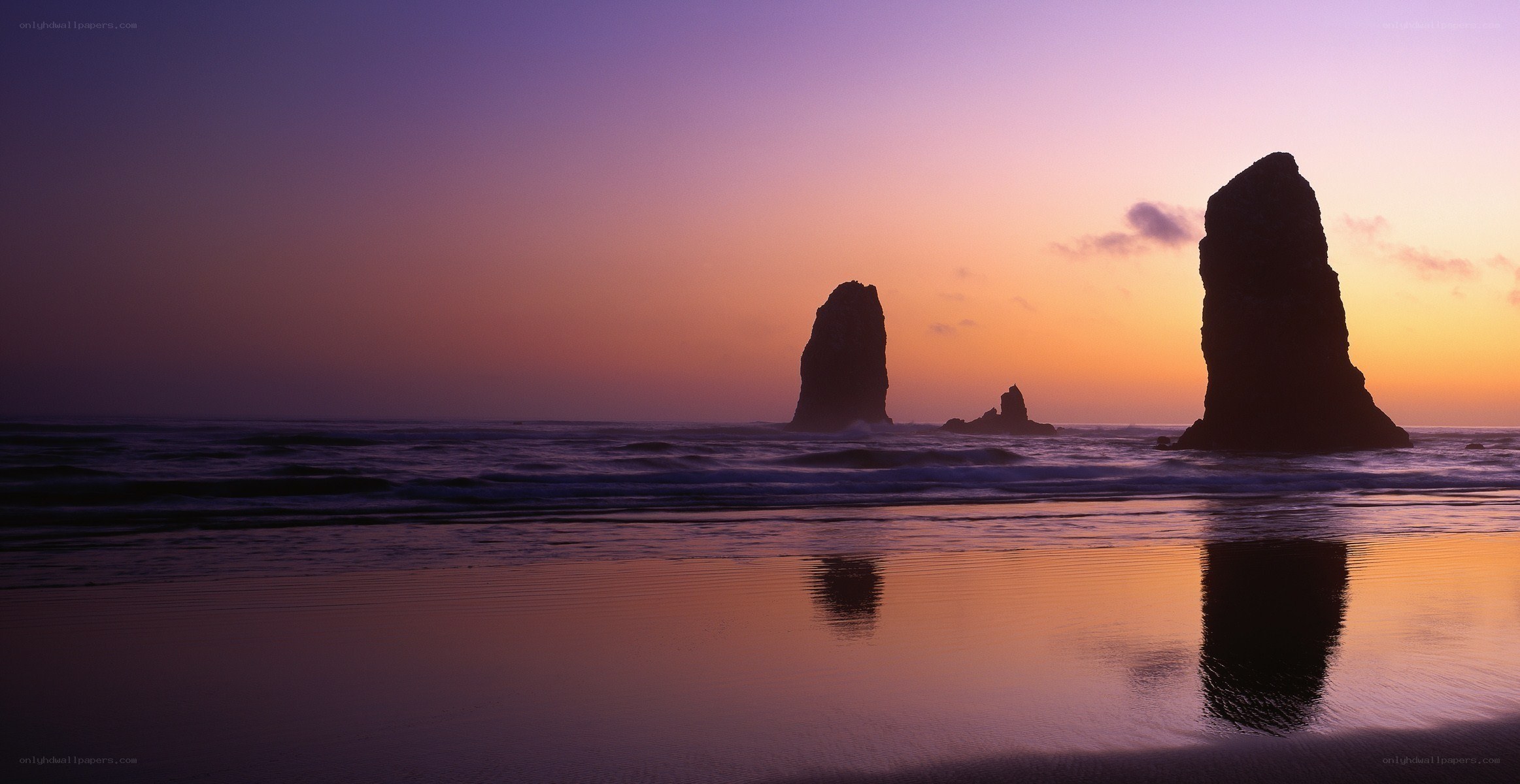 Sunset at sea stacks