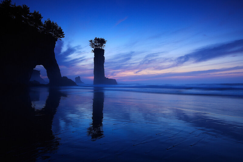 Sunset at sea stacks