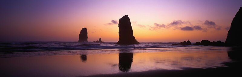 Sunset at sea stacks