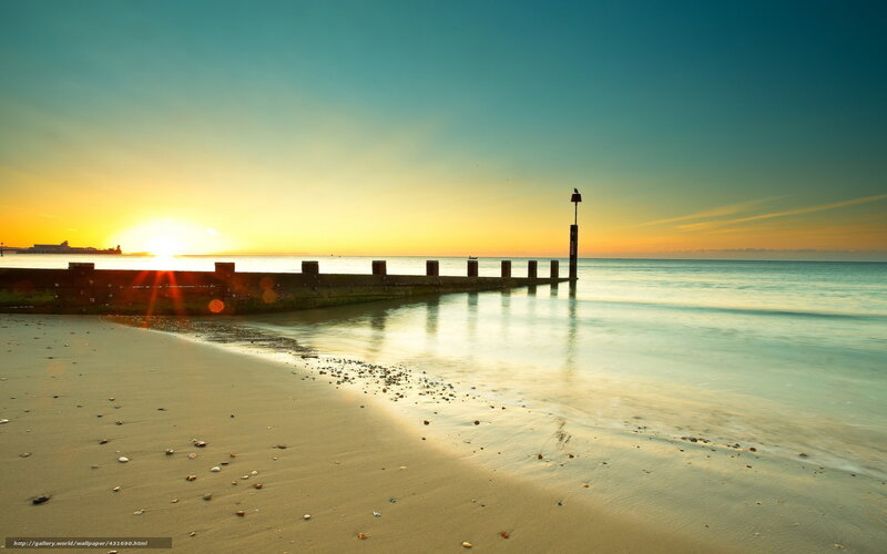 Sunset at Seaside Pier — Blue