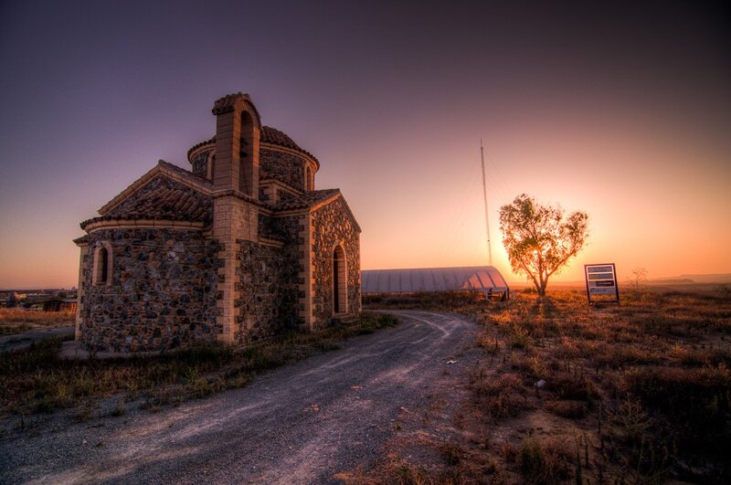 Sunset at stone chapel