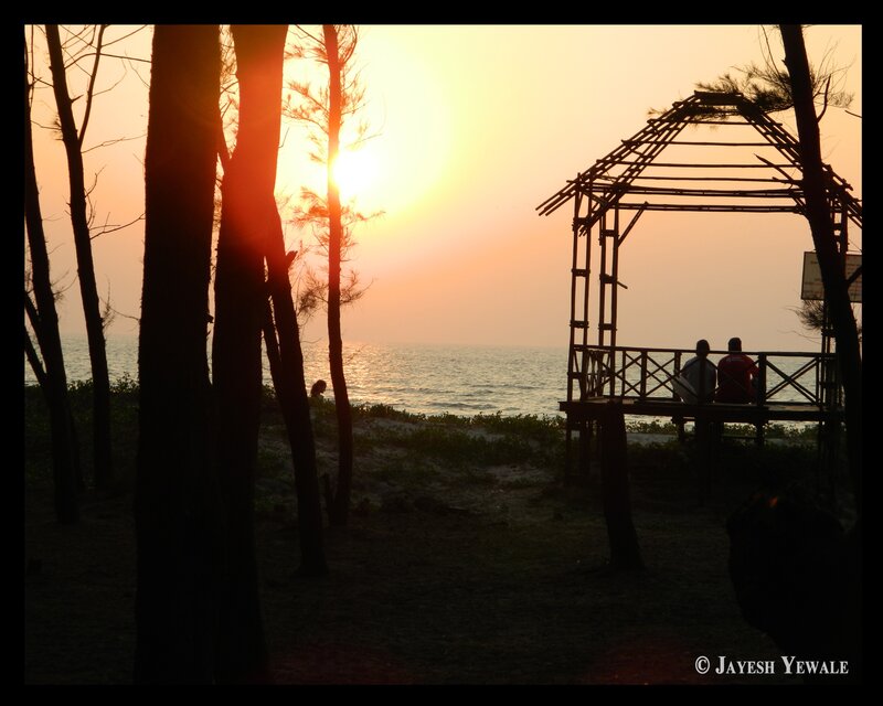 Sunset at the beach gazebo