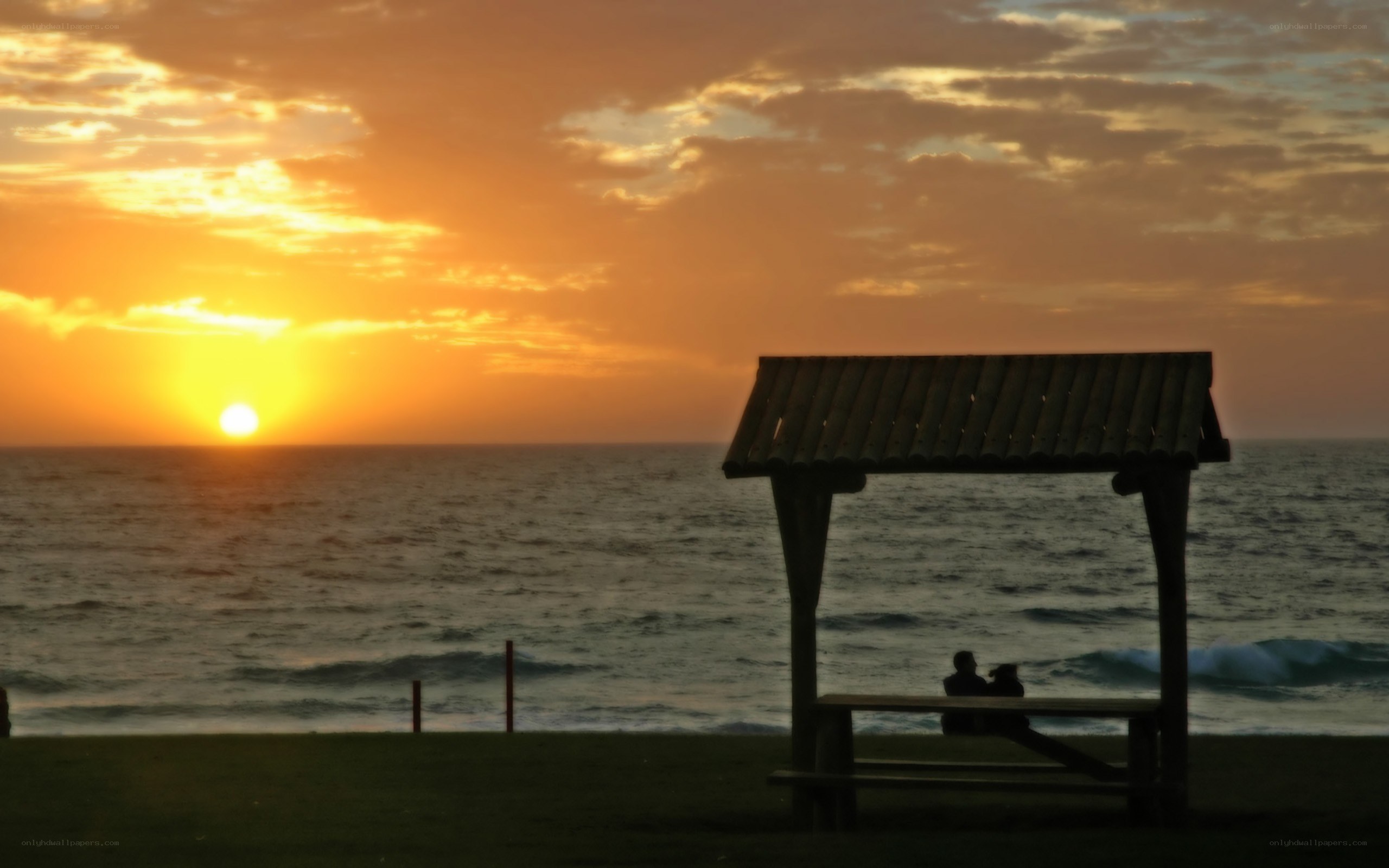 Sunset at the beach gazebo