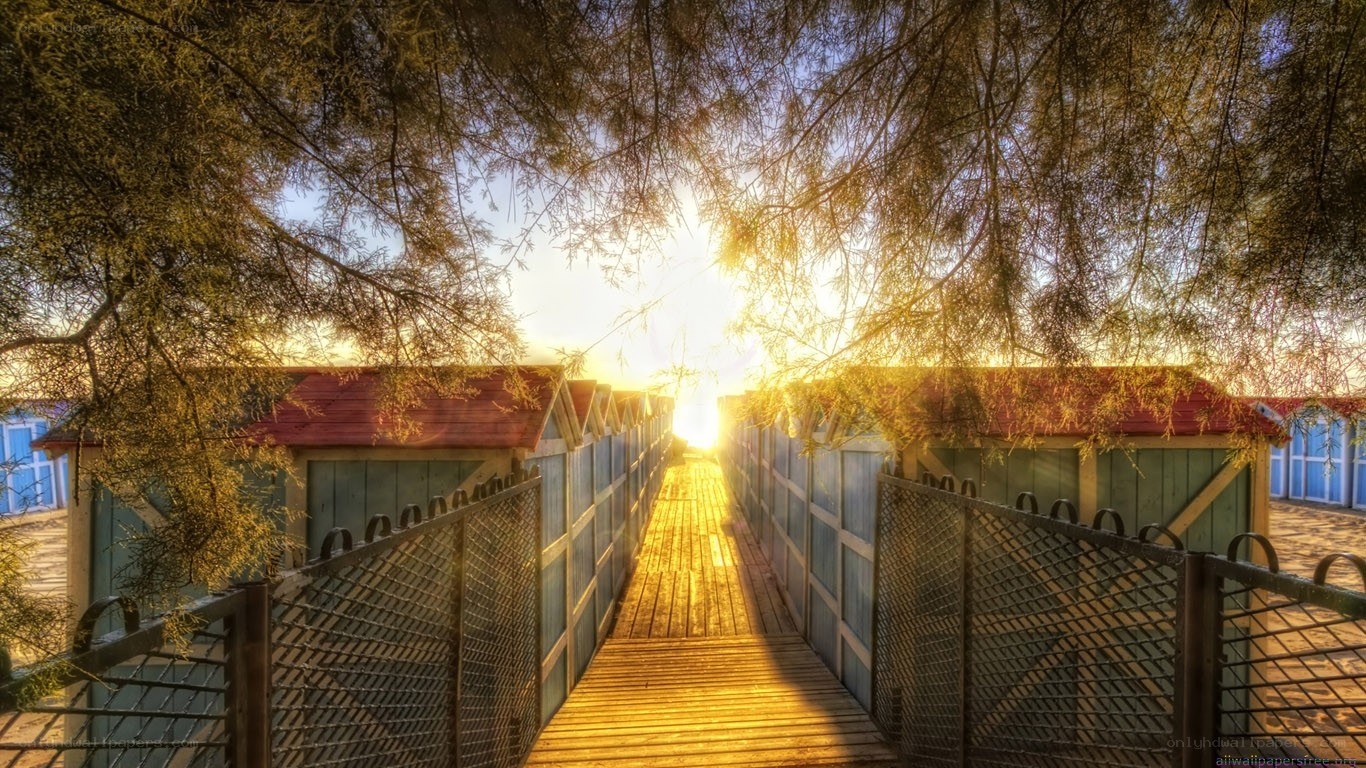 Sunset at the beach huts