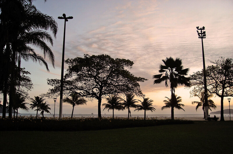 sunset at the beach park