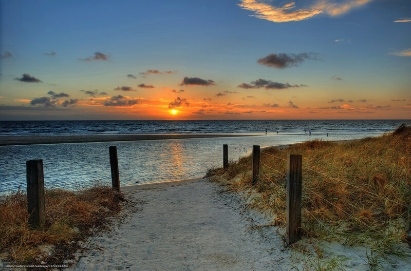sunset at the beach path