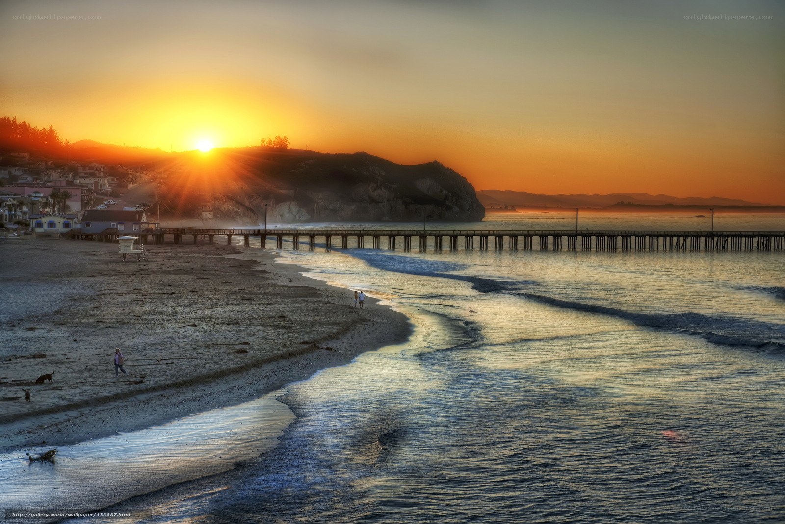 Sunset at the beach pier