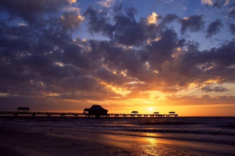 Sunset at the beach pier