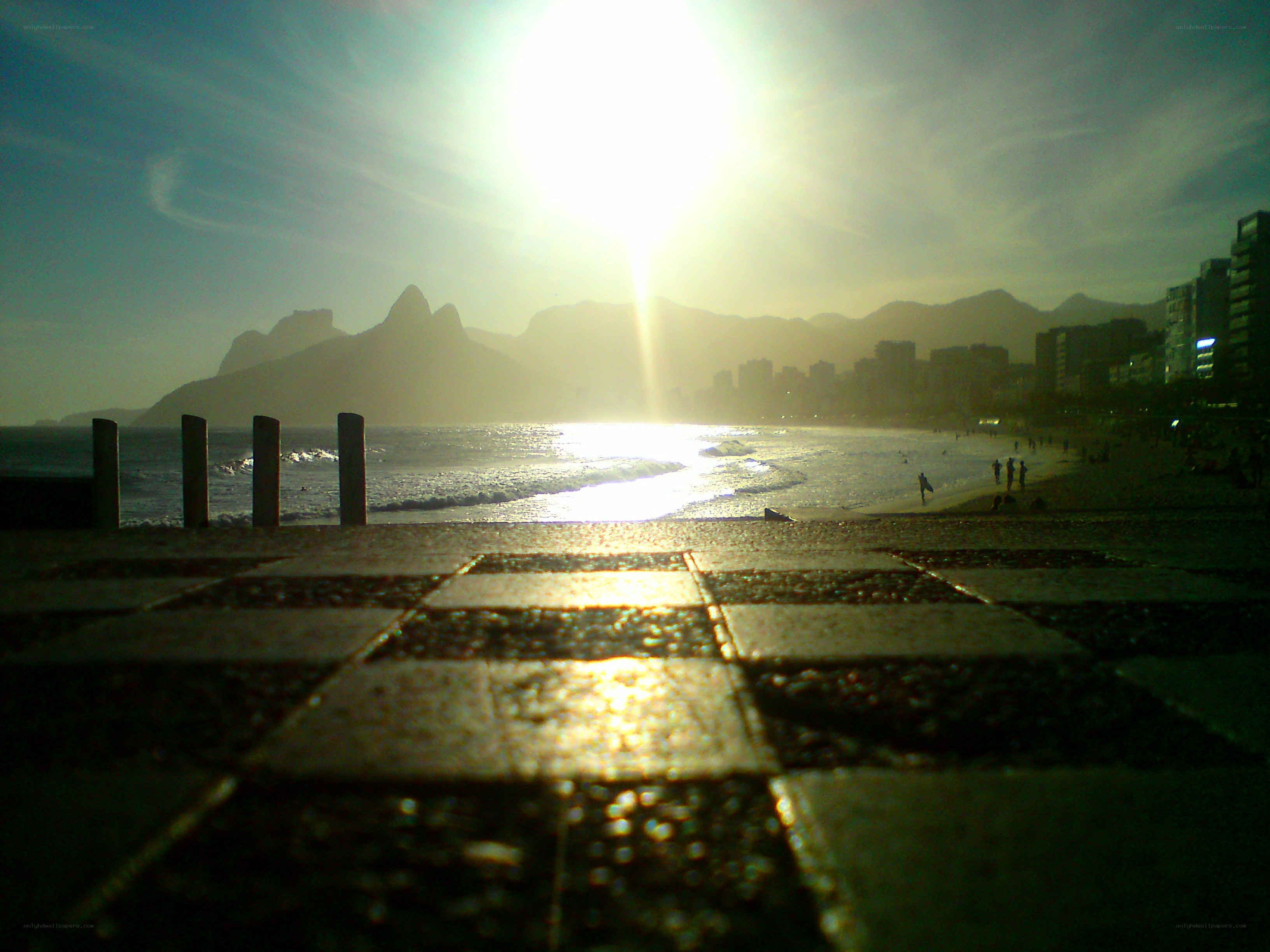 Sunset at the beach with chessboard
