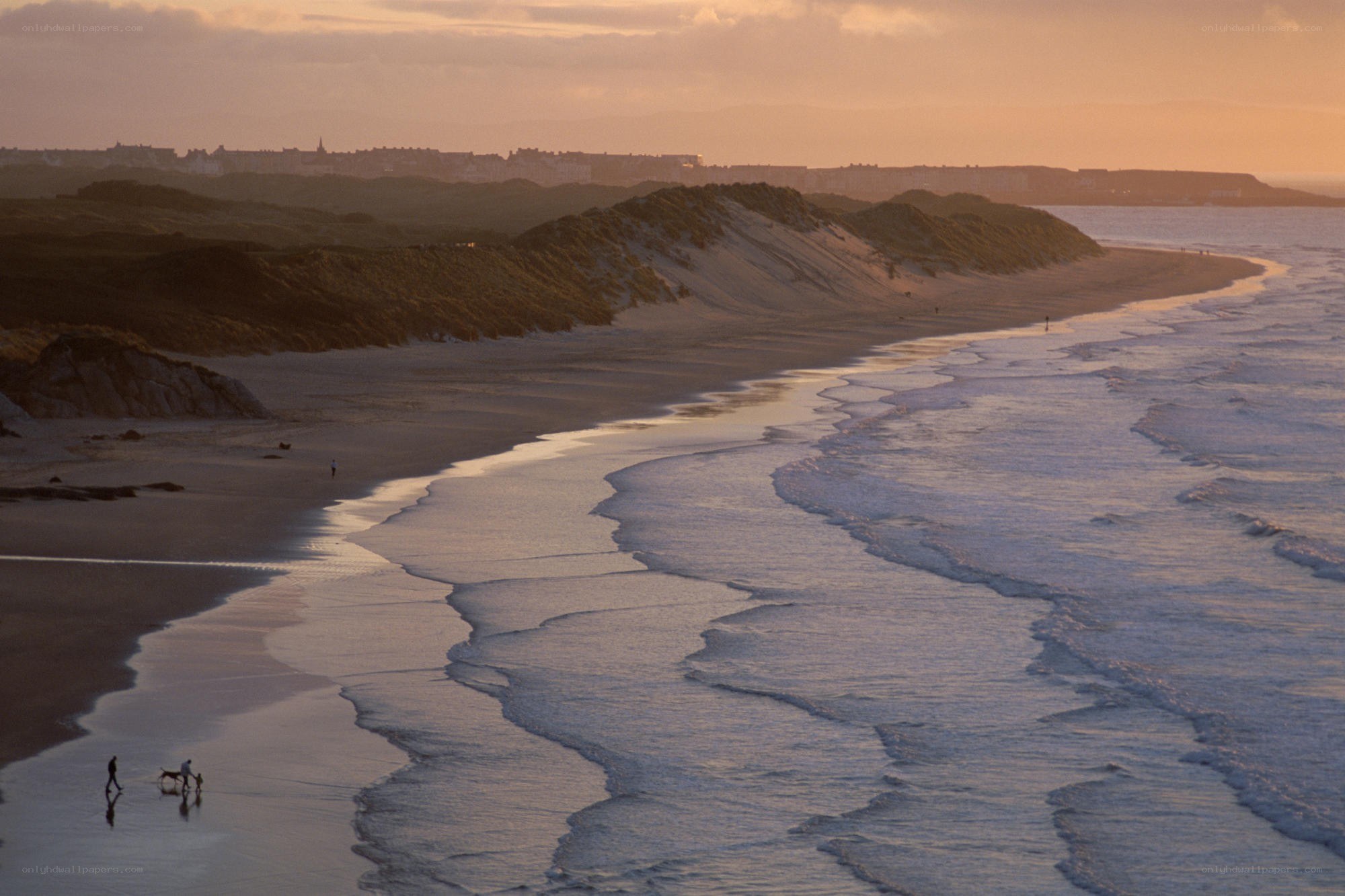 sunset at the beach with dunes