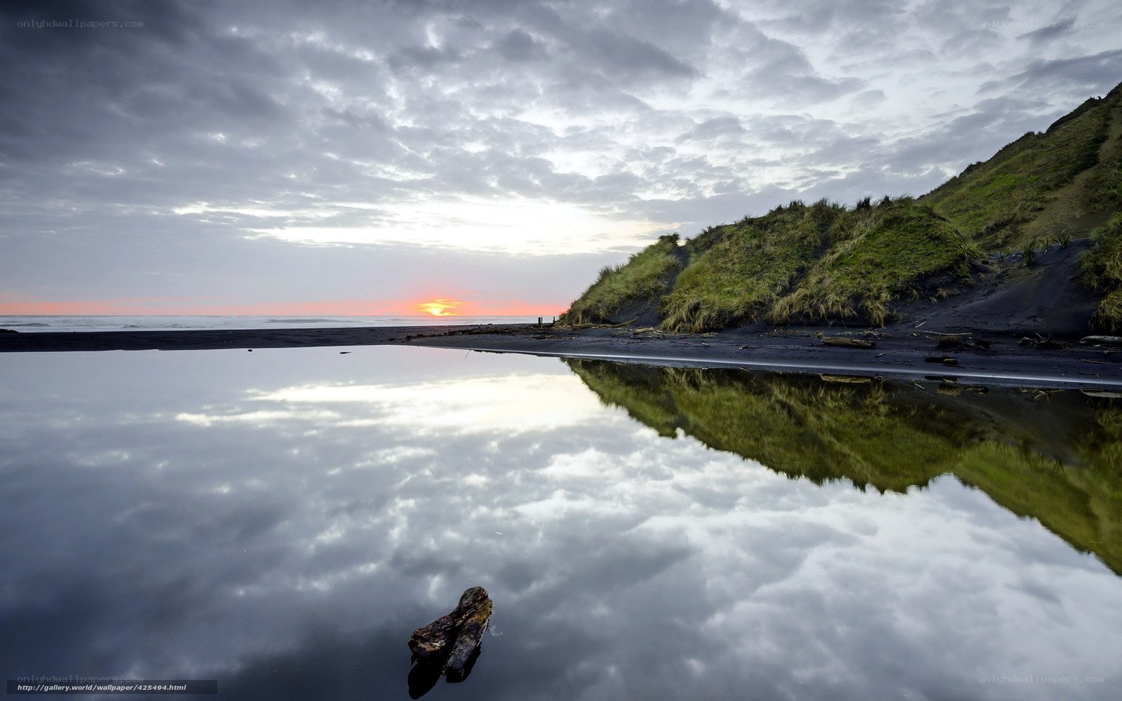 Sunset at the black sand beach