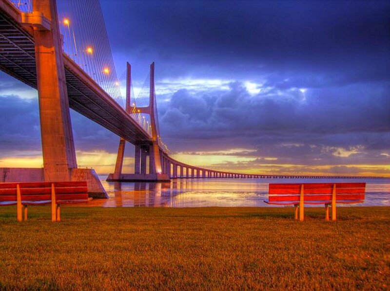 sunset at the bridge