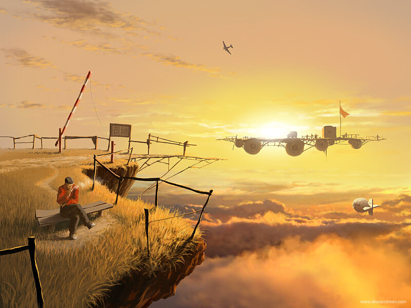 Sunset at the cliffside airfield