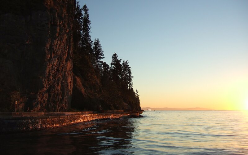 Sunset at the coastal cliff