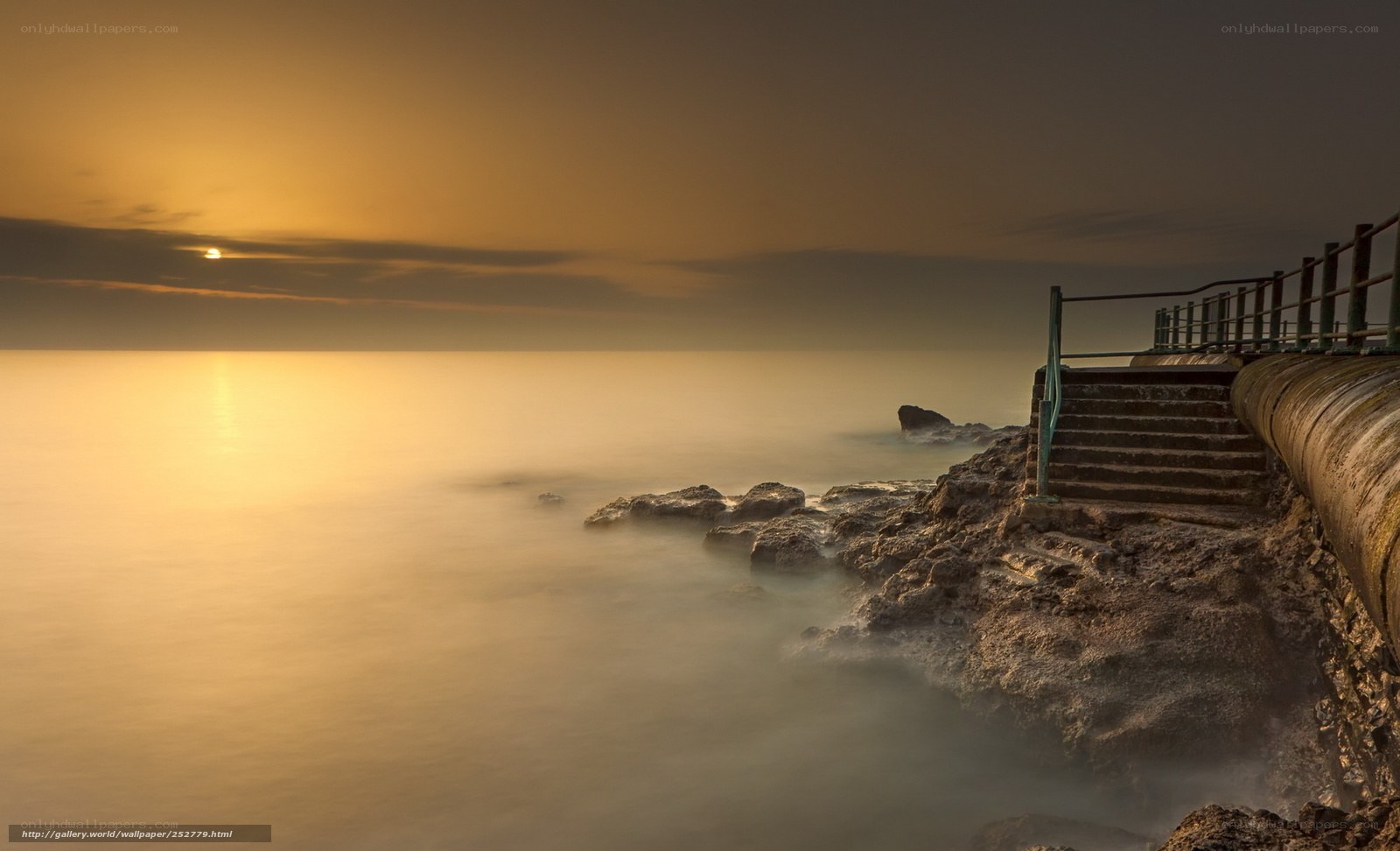 Sunset at the coastal steps