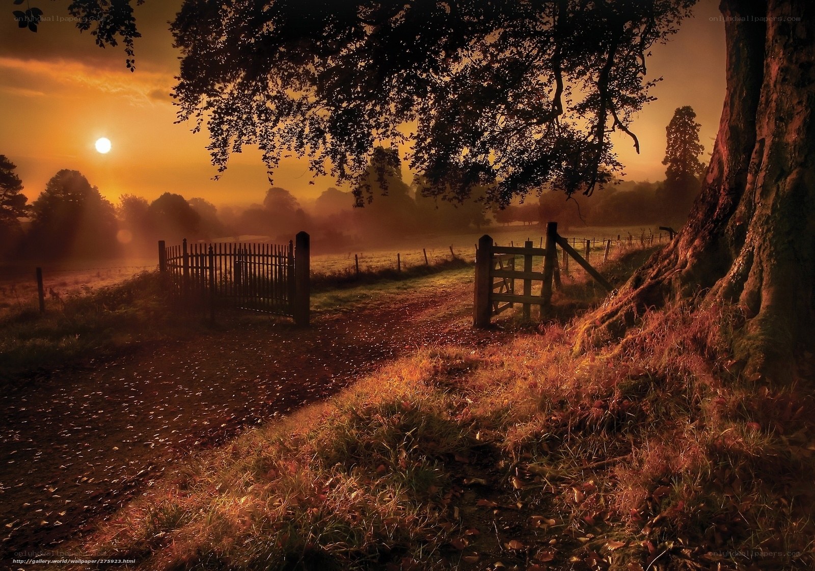 Sunset at the country gate