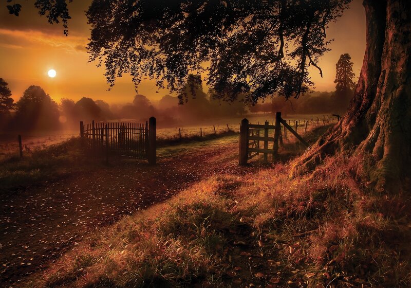 Sunset at the country gate