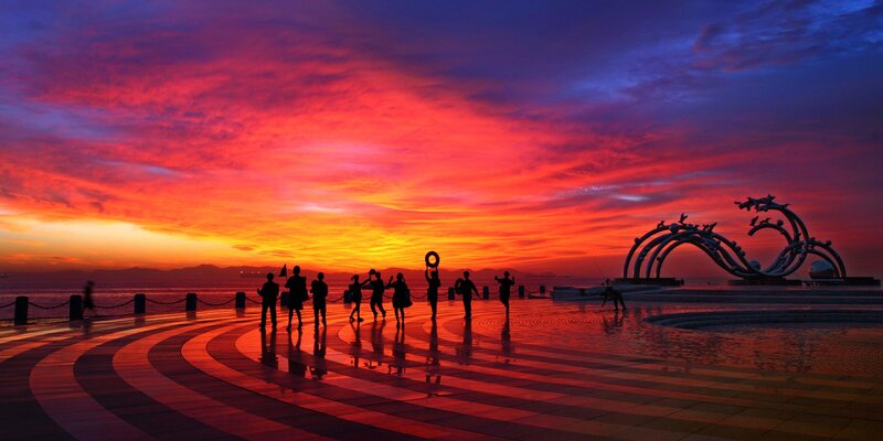 Sunset at the Dragon Sculpture
