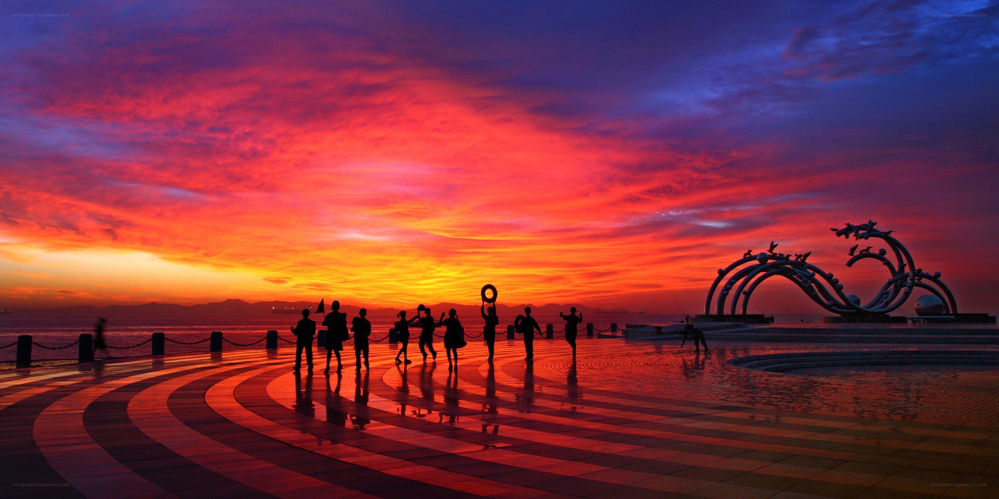 Sunset at the Dragon Sculpture
