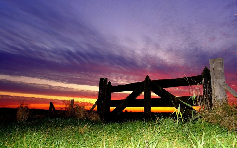 Sunset at the farm gate