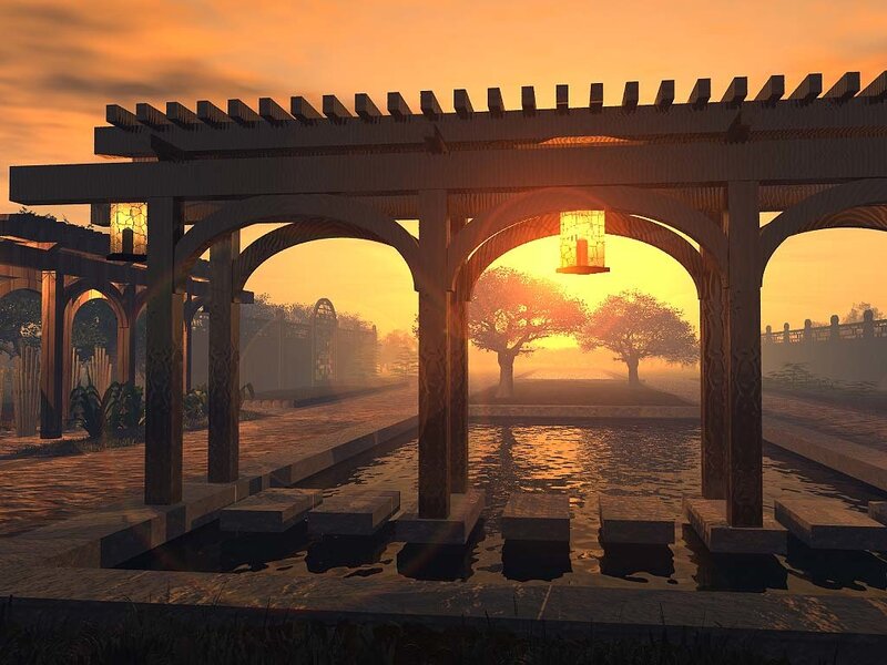 sunset at the garden pavilion