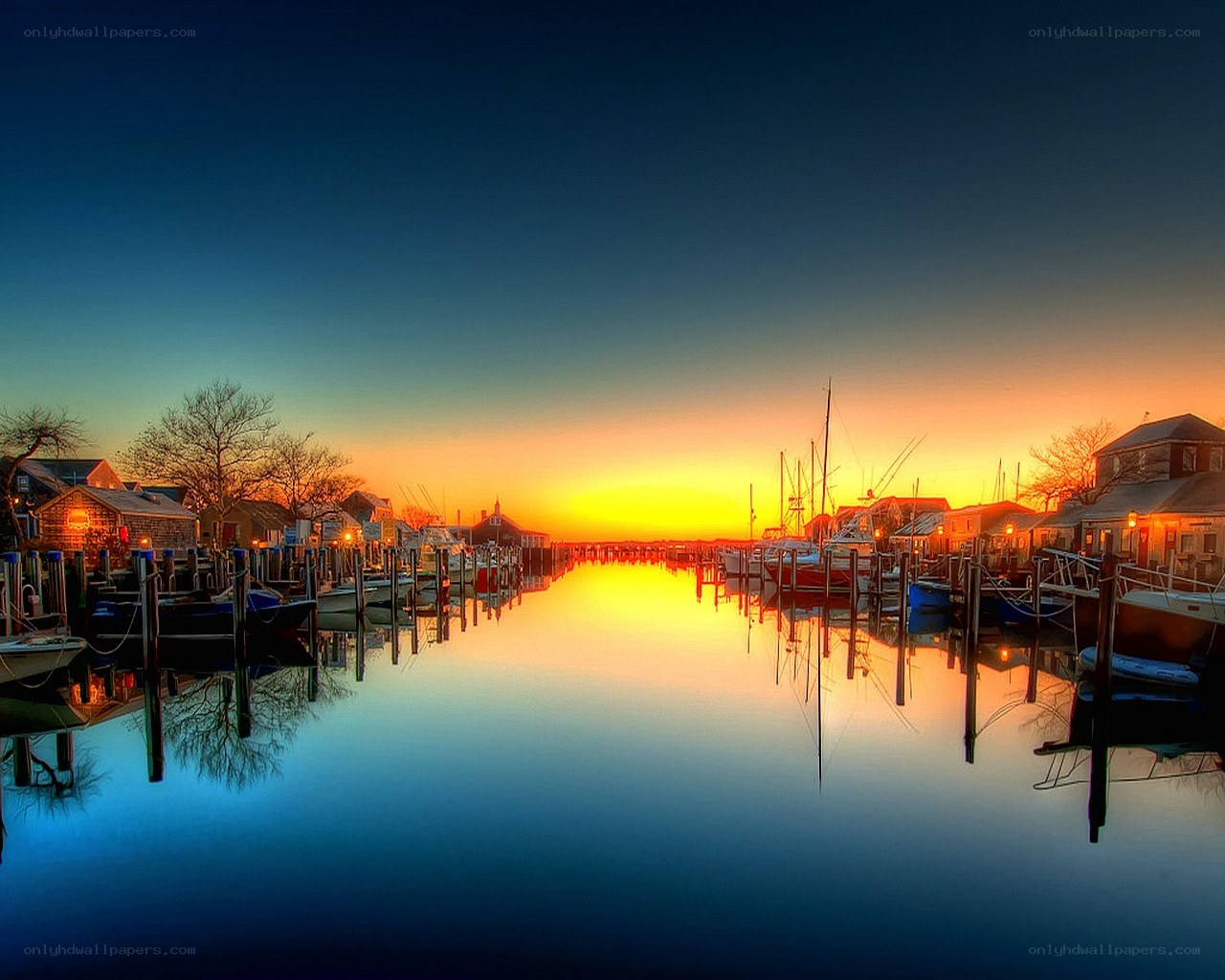 sunset at the harbor
