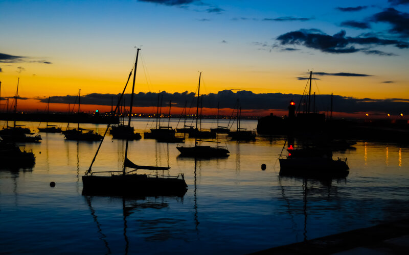 sunset at the harbor