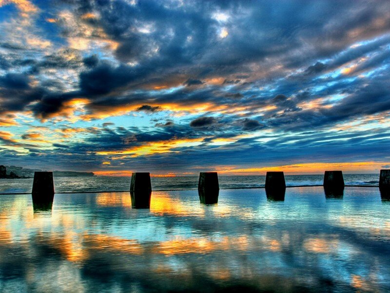 Sunset at the infinity pool