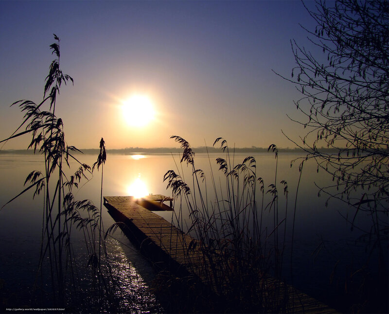 Sunset at the lake dock