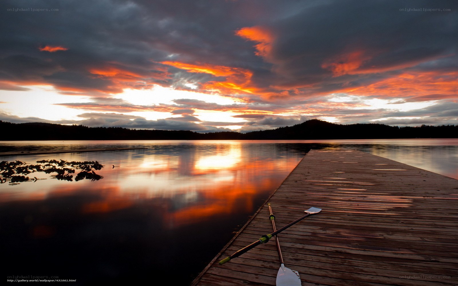 Sunset at the lake dock