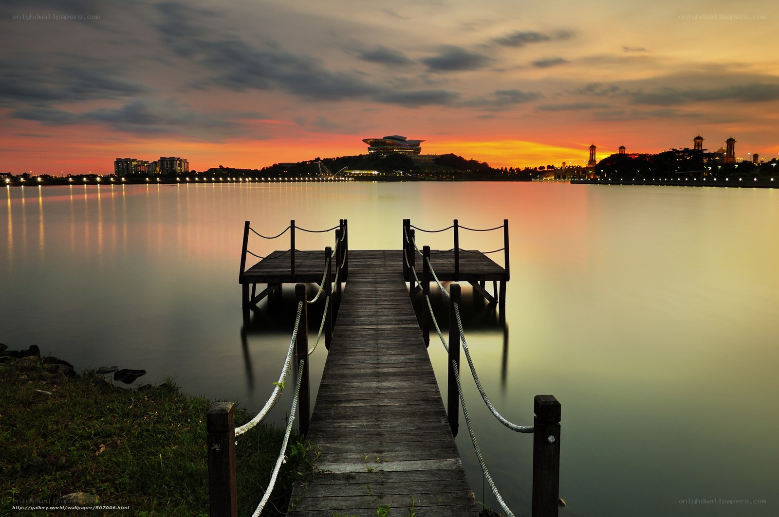 Sunset at the lake dock